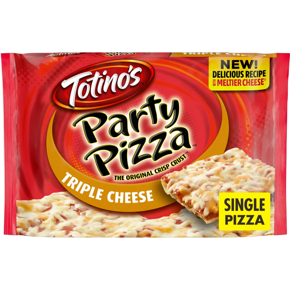 Totino's Party Pizza, Triple Cheese, Frozen Snacks, 1 count, 9.8 oz