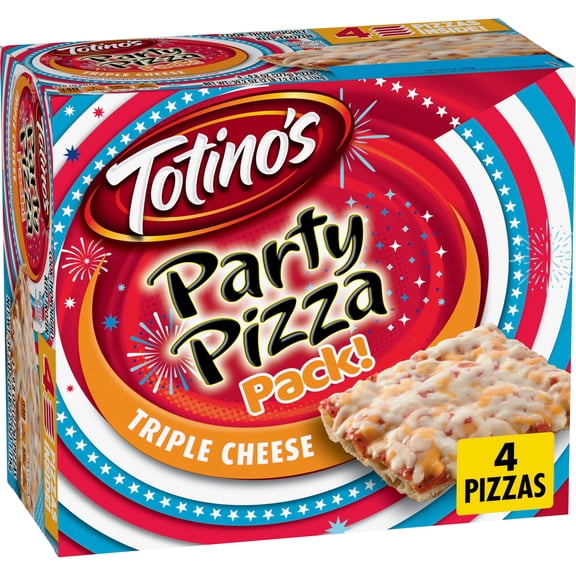 Totino's Party Pizza Pack, Triple Cheese, Frozen Pizza, Frozen Snacks, 4 Count, 39.2 oz
