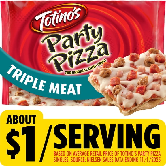 Totino's Party Pizza, Triple Meat, Frozen Pizza, Frozen Snacks, 10.5 oz