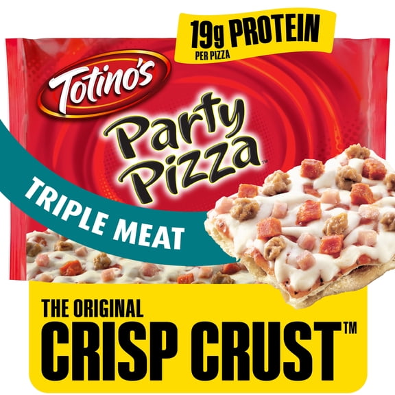 Totino's Party Pizza, Triple Meat, Oven Ready, Thin Crust, 19g Protein, 10.5 oz (Frozen)