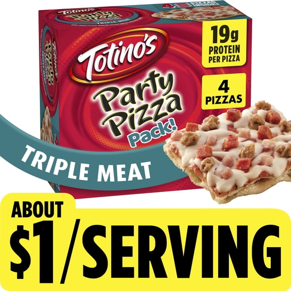 Totino's Party Pizza Pack, Triple Meat, Frozen Pizza, Frozen Snacks, 4 Count, 42 oz