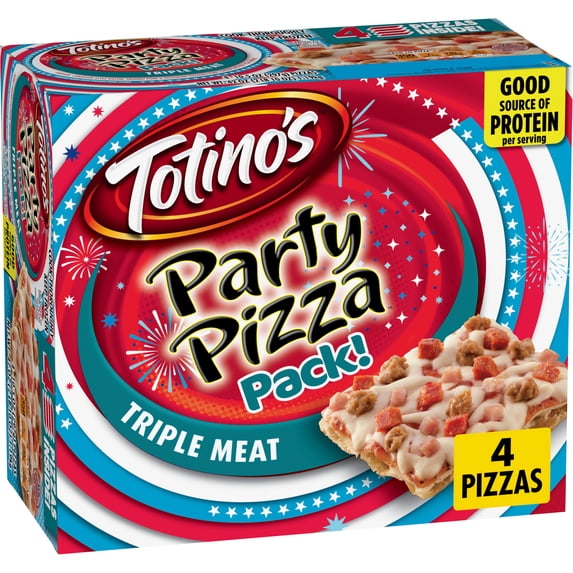 Totino's Party Pizza Pack, Triple Meat, Frozen Pizza, Frozen Snacks, 4 Count, 42 oz