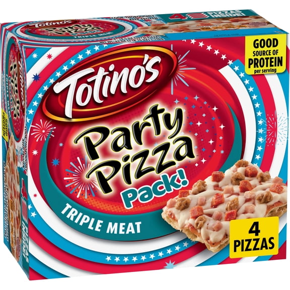 Totino's Party Pizza Pack, Triple Meat, Frozen Pizza, Frozen Snacks, 4 Count, 42 oz