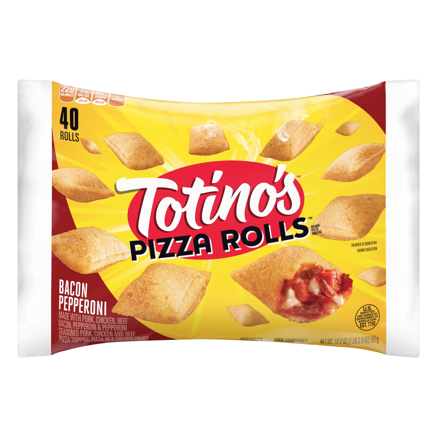 Totino's Pepperoni and Bacon Pizza Rolls Snacks, 19.8 oz