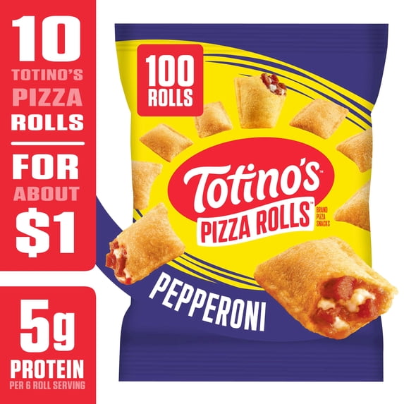 Totino's Pizza Rolls, Pepperoni Pizza Flavored, Frozen Appetizers, 100 Rolls, 48.8 oz