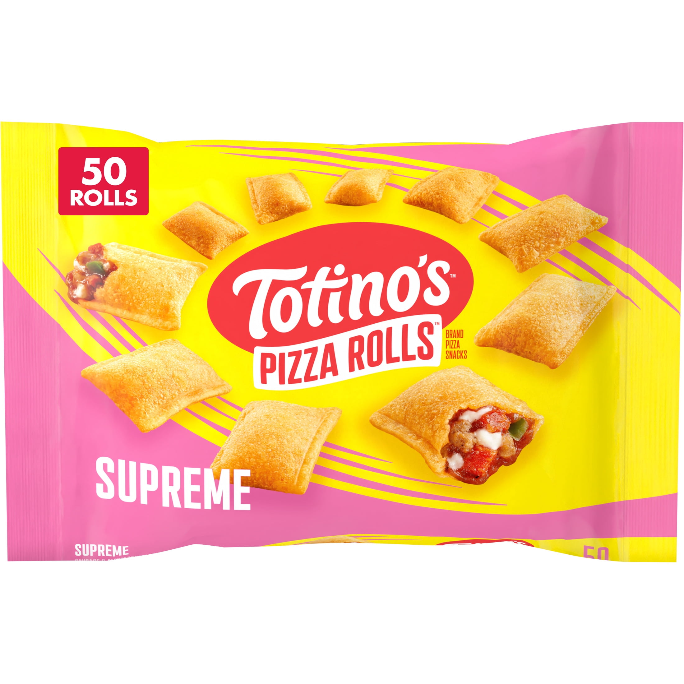 Totino's Pizza Rolls, Supreme Flavored, Frozen Appetizers, 50 Rolls, 24.8 oz
