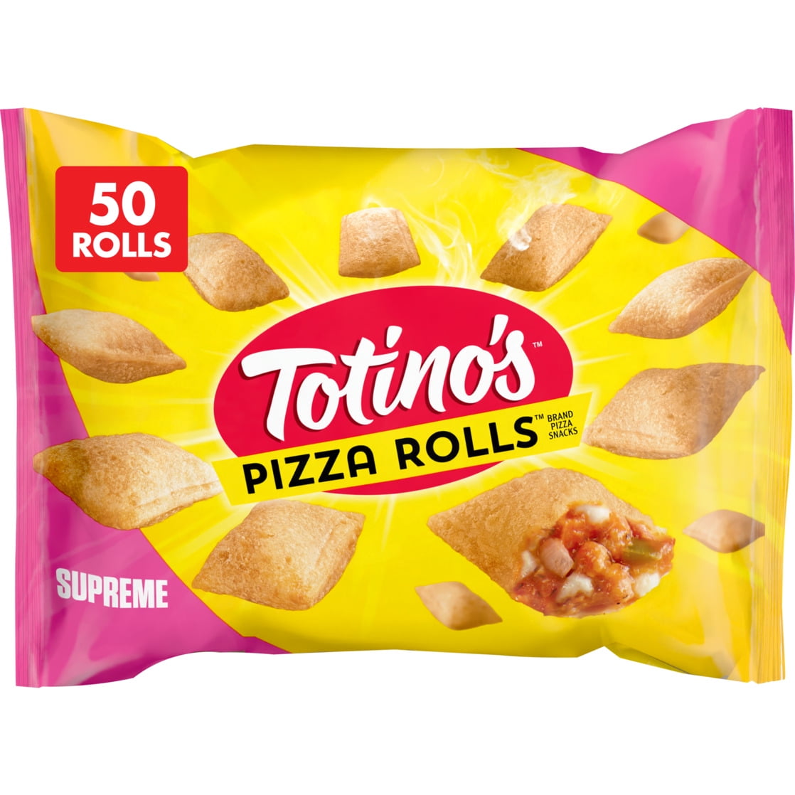 Totino's Pizza Rolls, Supreme Flavored, Frozen Snacks, 50 Rolls, 24.8 oz