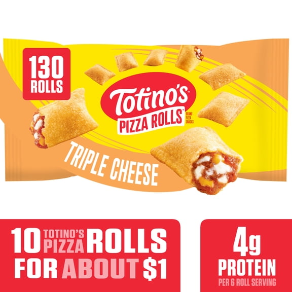 Totino's Pizza Rolls, Triple Cheese Pizza Flavored, Frozen Appetizers, 130 Rolls, 63.5 oz