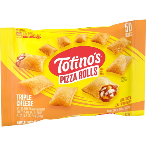 Totino's Pizza Rolls, Triple Cheese Flavored, Frozen Snacks, 50 Rolls, 24.8 oz