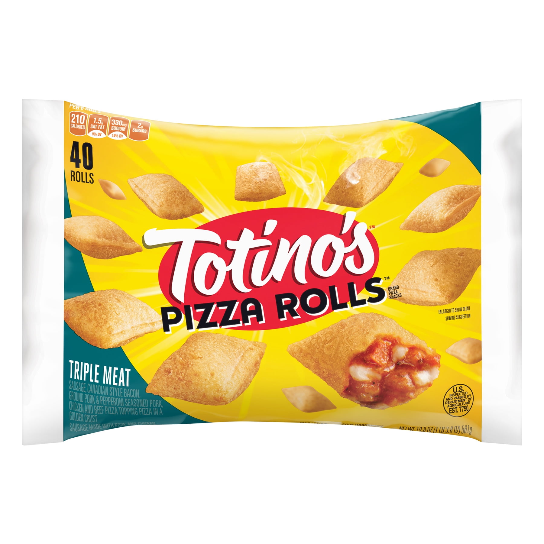 Totino's Pizza Rolls Triple Meat, 19.8 oz, 40 ct Bag