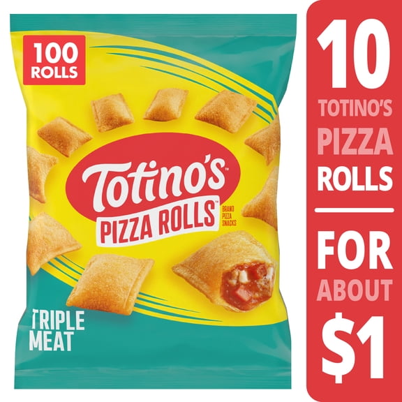 Totino's Pizza Rolls, Triple Meat Flavored, Frozen Snacks, 100 Rolls, 48.8 oz
