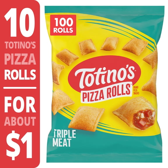 Totino's Pizza Rolls, Triple Meat Flavored, Frozen Snacks, 100 Rolls, 48.8 oz