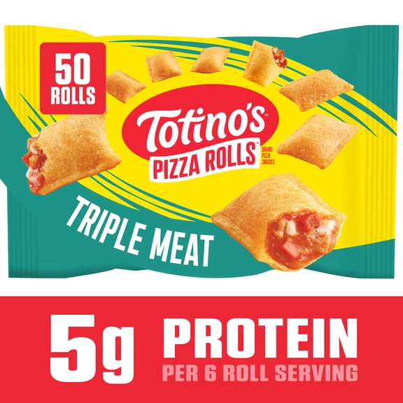 Totino's Pizza Rolls, Triple Meat Flavored, Frozen Appetizers, 50 Rolls, 24.8 oz