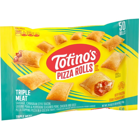 Totino's Triple Meat Pizza Rolls Snacks, 50 Rolls (Frozen)