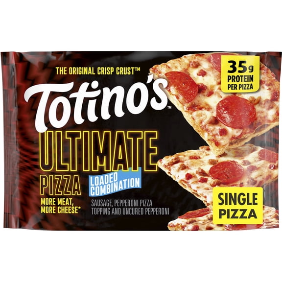 Totino's Ultimate Frozen Pizza, Loaded Combination, Game Day Football Snacks, 12.21 oz