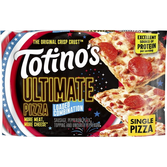 Totino's Ultimate Frozen Pizza, Loaded Combination, Game Day Football Snacks, 12.21 oz