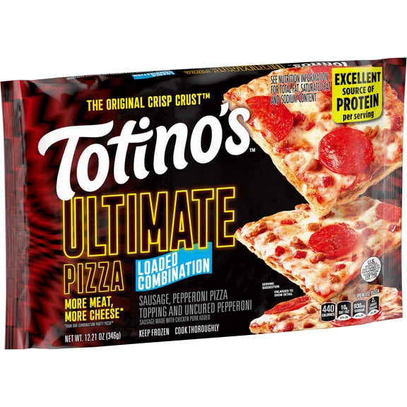 Totino's Ultimate Frozen Pizza, Loaded Combination, Game Day Football Snacks, 12.21 oz
