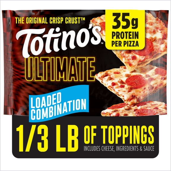 Totino's Ultimate Pizza, Loaded Combination, Thin Crust, 35g Protein, 12.21 oz (Frozen)