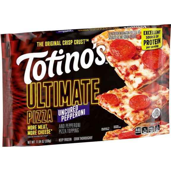 Totino's Ultimate Frozen Pizza, Uncured Pepperoni, Game Day Football Snacks, 11.64 oz