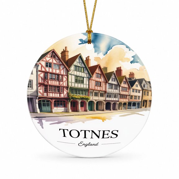 Totnes Holiday Keepsake Ornament, England Travel Destination Souvenir