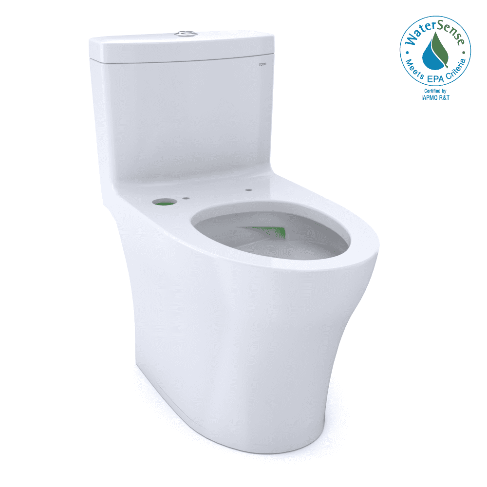 White Vitreous China Elongated One-Piece Dual Flush Toilet