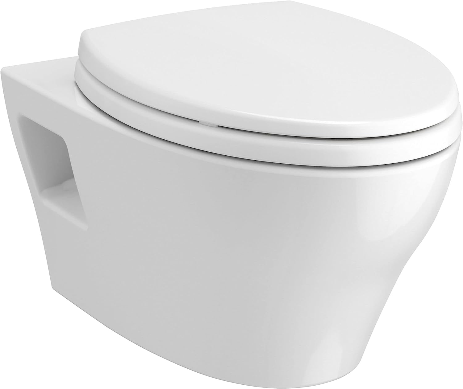 Modern White Wall-Hung Elongated Toilet Bowl with Dual-Flush Efficiency