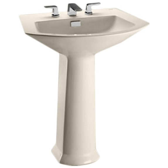 Toto Soiree 25-1/8" Pedestal Bathroom Sink with 3 Faucet Holes Drilled and Overflow, Pedestal Included, Available in Various Colors