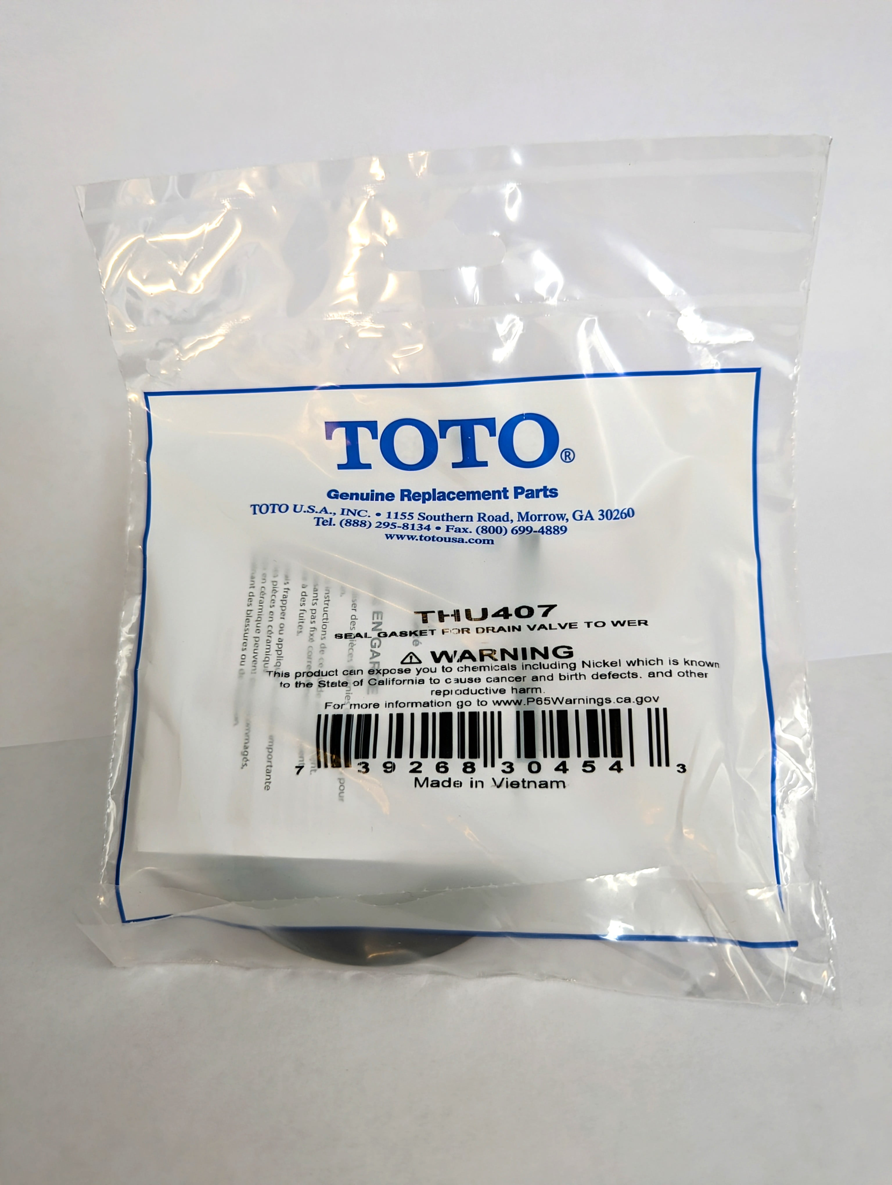 TOTO, Seal Gasket, THU407, for Legato and Tornado Flush 1.28 GPF