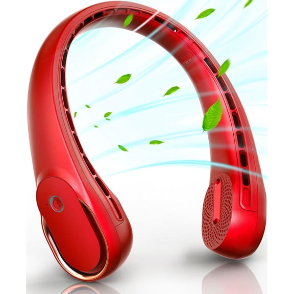 Totoe Portable portable fan, neck fan, strong wind, 5200mAh, 360° cooling, no hair entanglement, double-sided air volume, non-slip, fast charging, long battery life