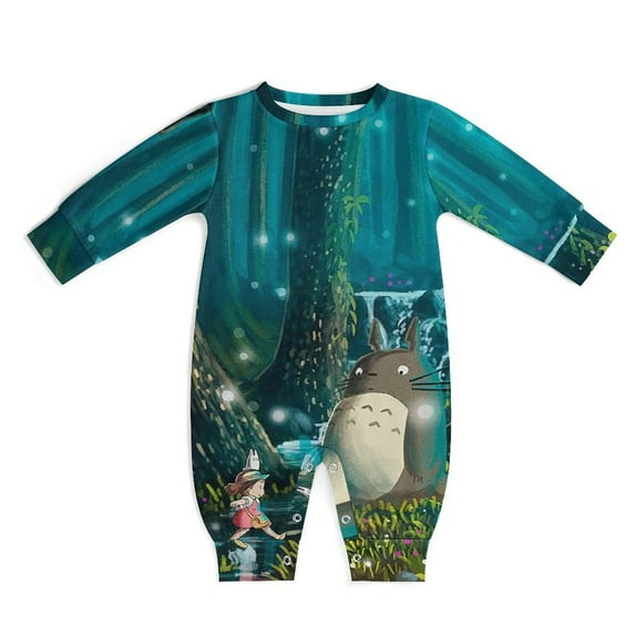 Totoro Baby Long Sleeve Footless, Infant Playsuit Romper Jumpsuits for Boys Girls