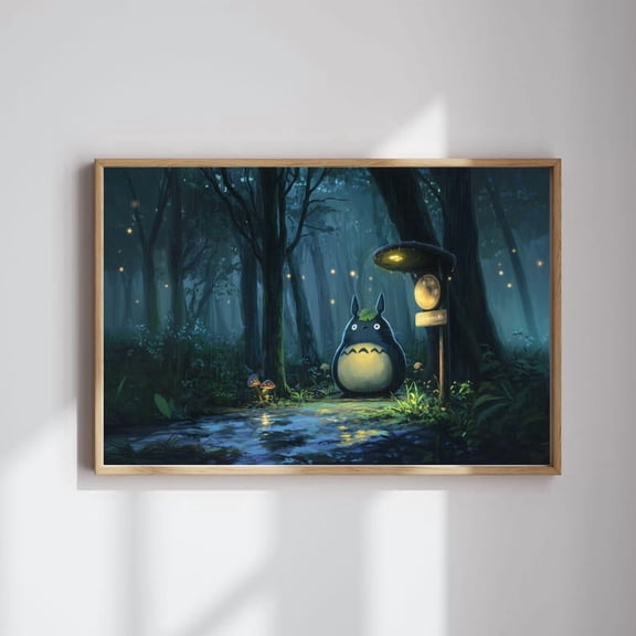 Totoro Firefly Magic Poster Cozy Studio Ghibli Inspired Anime Wall Art 8x12 UNFRAMED