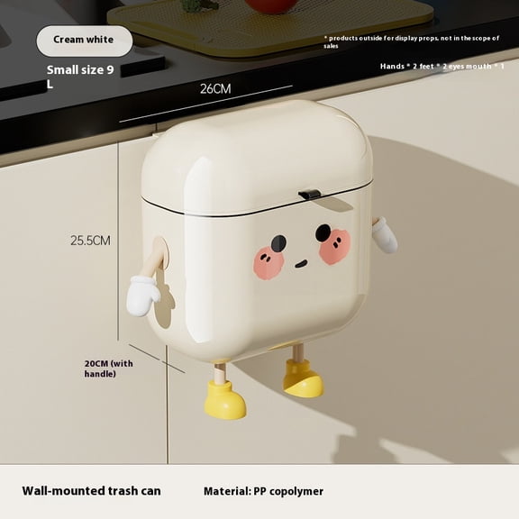 Totoro Hero 9L/12L Cartoon Hanging Trash Can With Lid Large Capacity No-Drill Wall Mounted Waste Bin Kitchen Bathroom Plastic Includes Hooks