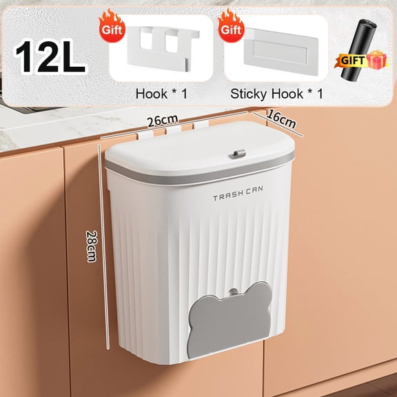 Totoro Hero Kitchen Trash Can Wall Mounted Trash Can With Lid Bathroom Trash Bin Garbage Can for Cabinet Under Sink Compost Bin Wastebasket