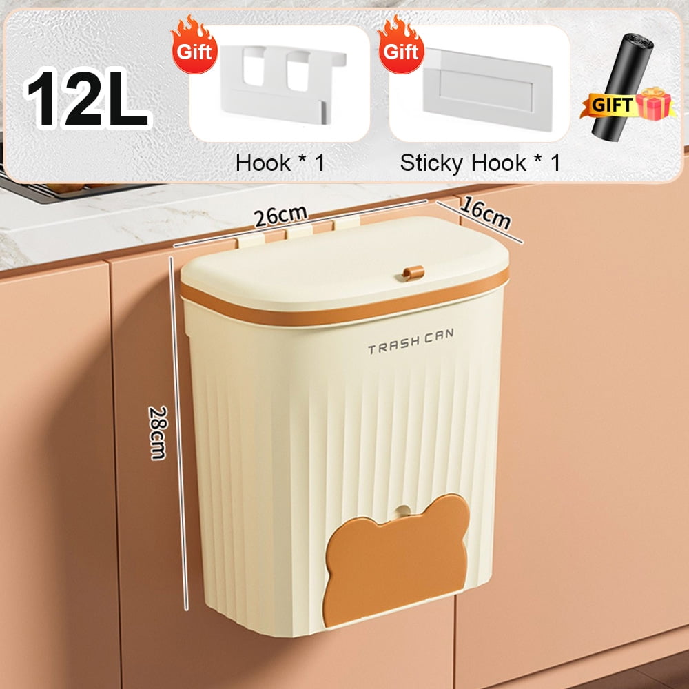 Totoro Hero Kitchen Trash Can Wall Mounted Trash Can With Lid Bathroom Trash Bin Garbage Can for Cabinet Under Sink Compost Bin Wastebasket