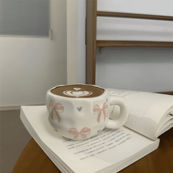 Totoro Hero Vintage hand-painted floral handmade ceramic cup, hand squeezed irregular coffee cup