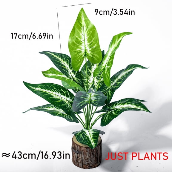 Totoro Hero43cm 12 Forks Artificial Monstera Tree Green Fake Plants Plastic Evergreen Leaves Tropical Faux Palm Leaf For Home Garden Decor
