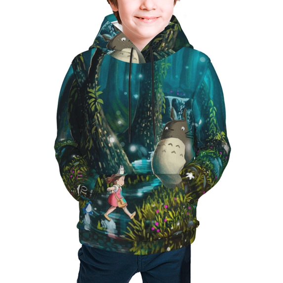 Totoro Hoodie 3D Print Pullover Hooded Long Sleeve Sweatshirts Tops Blouse with Pocket