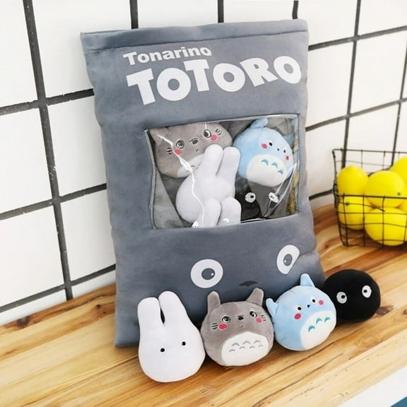 Totoro Plush, My Neighbor Totoro Plush, Cute Totoro Stuffed Animal Pillow, A Bag Of Cute Snack 18 Inches with 8 Removable Dolls, Anime Pillow Removable Stuffed Animal Toys
