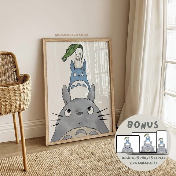 Totoro Studio Ghibli Print | Japanese Anime Wall Art 8X12 UNFRAMED