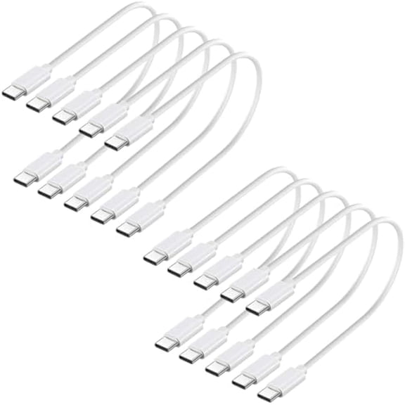 ZGDong 10-Pack USB C Charger Cable, Multipack 60W Fast Charge USB-C to Type C Charging Cords, 1ft Bulk Short Wires, White