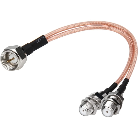Shuimiao F-Type RG6 Splitter Coax Cable, 75Ohm TV Antenna 3 Way Splitter Combiner RFAdapter F Male to F Dual Female RG316 Coaxial Cable 6inch
