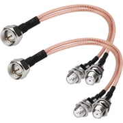 ShuiMiao F-Type RG6 Splitter Coax Cable, 75Ohm TV Antenna 3 Way Splitter Combiner RFAdapter F Male to F Dual Female RG316 Coaxial Cable 6inch 2 Pack