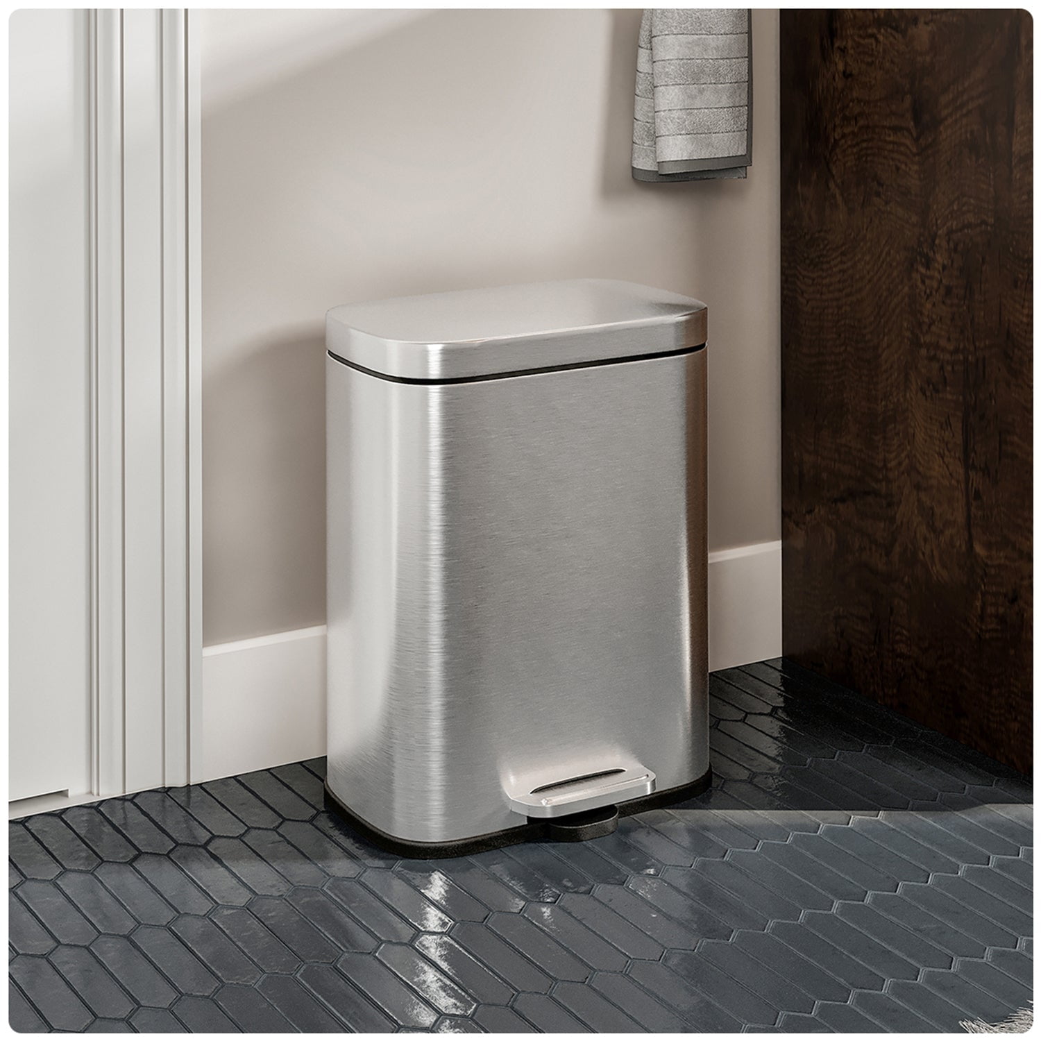 Totti 1.3 Gallon Matte Stainless Steel Step-On Trash Can