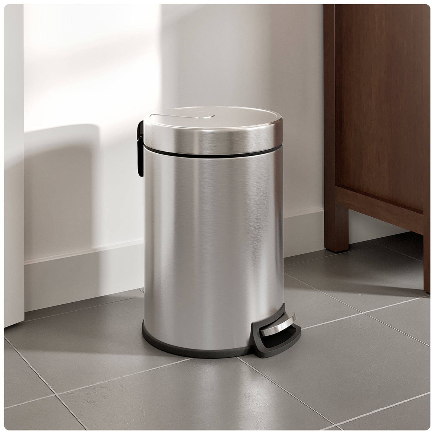 Totti 1.3 Gallon Stainless Steel Trash Can with Pedal and Soft Closing Lid