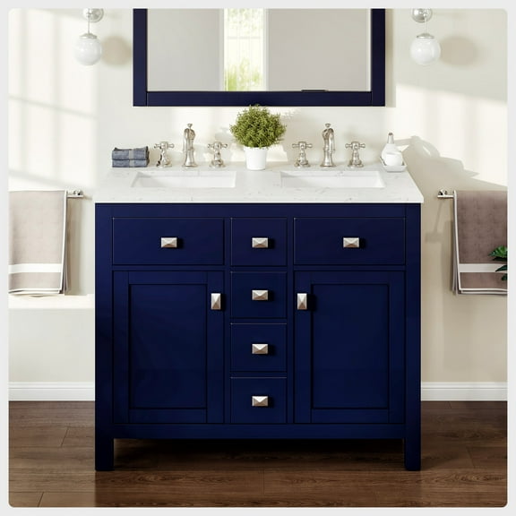Totti Artemis 44 inch Blue Transitional Double Sink Bathroom Vanity