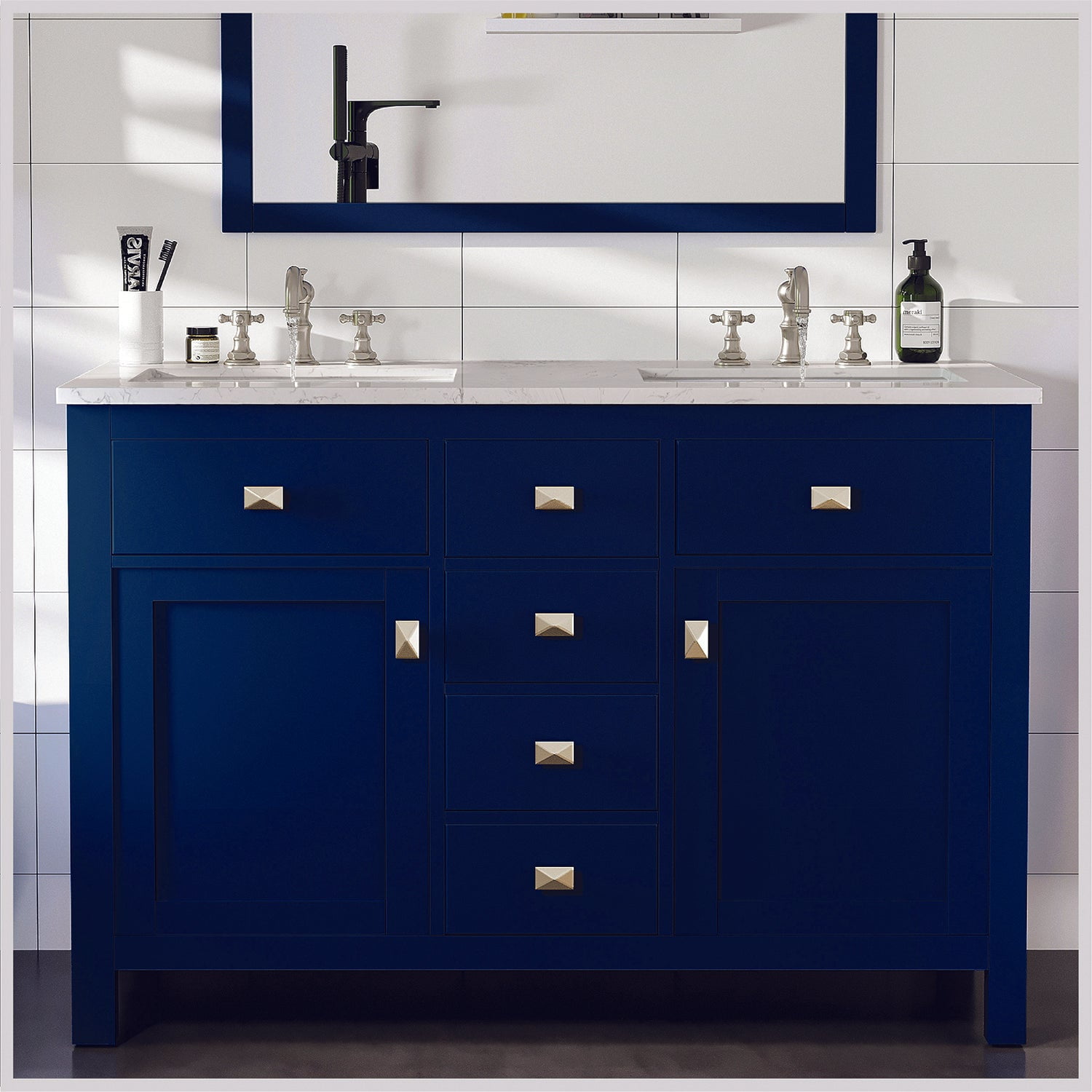 Artemis 48" Blue Solid Wood Double Sink Bathroom Vanity