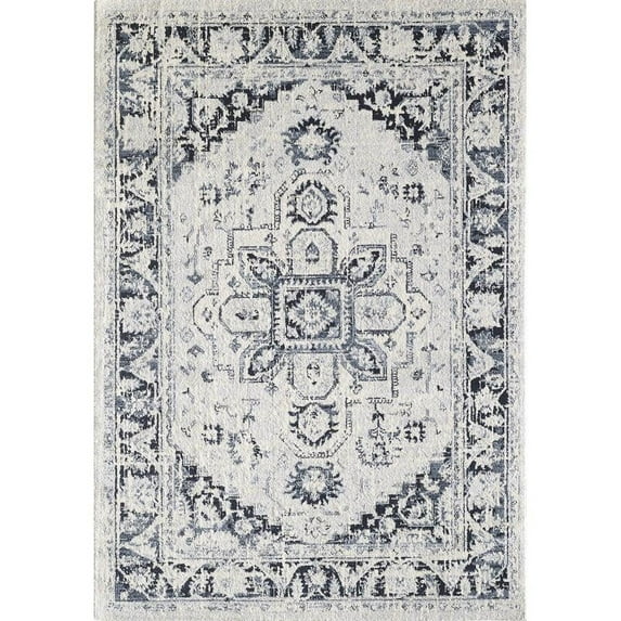 Totti Capricorn 10' x 12' Rectangular Polypropylene Oriental Rug in Navy/Cream
