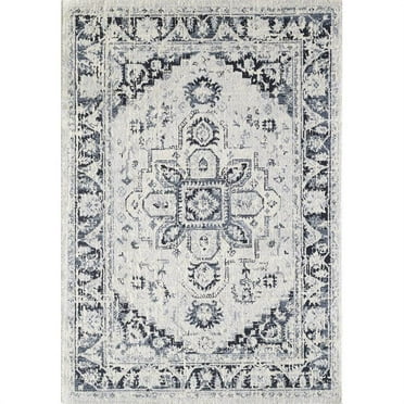 Totti Capricorn 3' x 5' Rectangular Polypropylene Oriental Rug in Navy/Cream