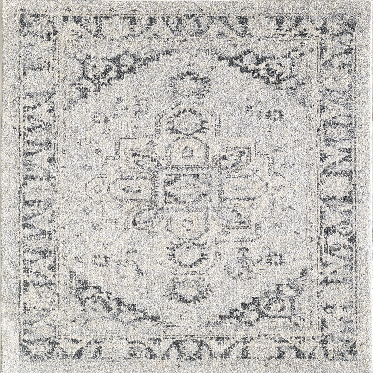Gray and Cream 5' x 7' Reversible Oriental Synthetic Rug