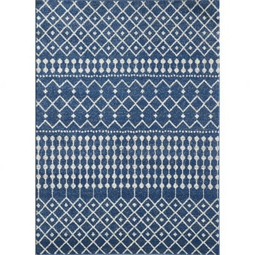Totti Grid 3' x 5' Rectangular Polypropylene Geometric Rug in Navy/Cream